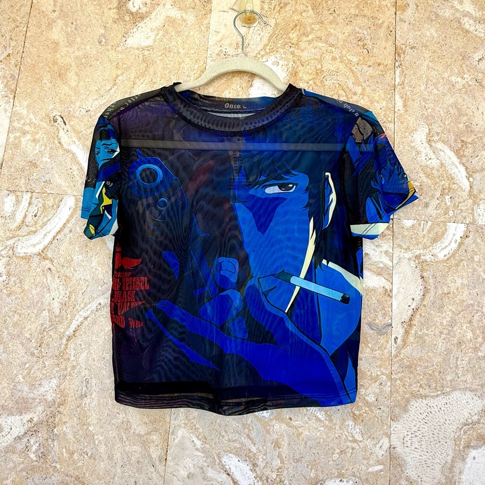 Vibrant Blue Graphic Crop Top